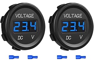 HOEMBPN 2PCS 12V-24V DC Car LED Digital Voltmeter Display，Waterproof Voltage Monitor Gauge Tester Meter for Motorcycle Boat Truck Camper ATV UTV Marine(Blue)