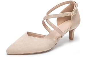 ARO LORA Damskie czółenka na niskim obcasie kociąt, eleganckie buty ślubne, zamknięte palce, pasek na kostkę, czółenka do biura, buty robocze