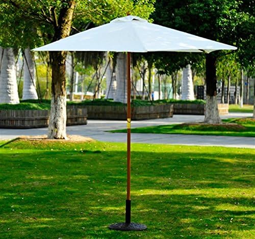 Patio Parasol 2.5m Wooden Garden Umbrella-Cream - This fascinating parasol is an easy match to any villa, garden, courtyard, swimming pool, or plaza.