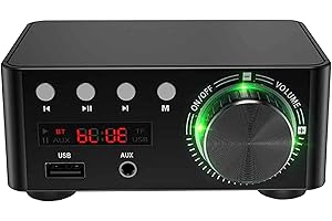 Adeept Mini Bluetoth 5.0 Amplificador de potencia Hi-Fi estéreo Clase D TPA3116 Amplificador digital 50W x 2 altavoces para el hogar Audio Car Reproductor de música marina TF USB AUX IN (negro)