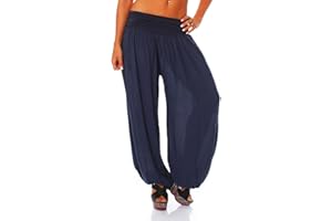 MALITO MORE THAN FASHION Malito Damskie spodnie w jednolitych kolorach, haremki do tańca, spodnie alladynki do odpoczynku - spodnie rekreacyjne 1482, granatowy, 34-42