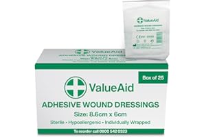 Value Aid Adhesive Wound Dressings - 8.6cm x 6cm - Box of 25