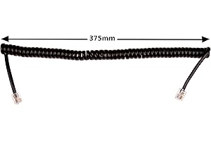 CDL Micro Cable de 3 m (recogido, 60 cm) en Espiral Rizado para Auricular de teléfono RJ10, Negro