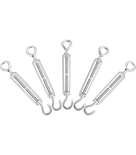 Lot De 5 Tendeurs M14 Avec Crochets - Acier C15 Galvanisé - Pour Câbles, Cordes, Fil à Linge