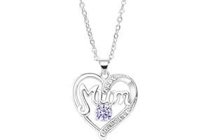 BESPMOSP Mum Necklace Mother's Day Gifts Heart Gifts Birthday Gifts For Mum Crystal Pendant Necklace
