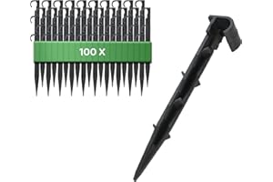 GARDENIX Garden Hose Anchor Pack of 100 - Mounting Anchor for Drip Hose Ground Spike Irrigation - Diameter 16 mm - Pearl Hose Plug Fork Stable and Shatterproof, Long Durability, Ground Anchor