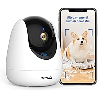Tenda Telecamera WiFi Interno 2K, Rilevamento Gratuito di Animali/Pianti/Persone/Movimenti, Chiamata One-touch, 360° Videocam
