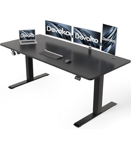 Flamaker In hoogte verstelbaar bureau, elektrisch bureau, in hoogte verstelbaar voor sta-zit, computertafel met geheugenfunctie, stabiele tafel, staand bureau, kantoorbureau, 120 x 60 cm, Beige