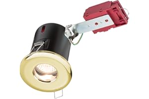 Knightsbridge IP65 230V GU10 IC Fire Rated Shower Light-Brass, Metal