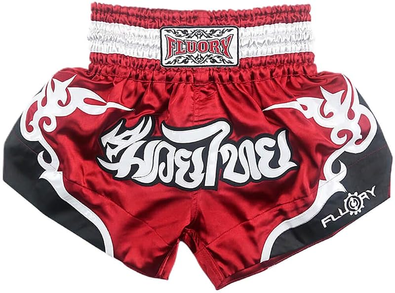 FLUORY Muay Thai Shorts, MMA Fight Shorts Ropa de Entrenamiento Jaula Lucha Grappling Artes Marciales Kickboxing Shorts Ropa
