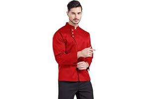 Nanxson Giacca da Chef Manica Lunga Giacche da Cuoco Uomo Donne Nero CFM0057