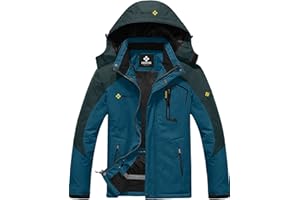 GEMYSE Uomo Giacca da Sci impermeabile montagna Giacche Pile invernale antivento Cappotto con Cappuccio