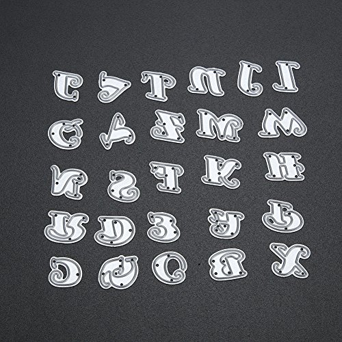 Demiawaking Schön Baum Form Stanzschablonen Metall Schneiden Schablonen für DIY Scrapbooking Album, Alphabet Buchstabe A-Z Schneiden Schablonen Papier Karten Sammelalbum Dekor (9) - 2