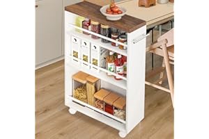 Shally Dogan Carrello Portaoggetti da Cucina Slim Design Industrial, Carrellino Multiuso Salvaspazio Nero con 4 Ripiani e Ruote Mobili a 360°, Scaffalatura Portatutto 50 x 16 x 80 cm (Bianco)