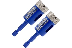 SHDIATOOL Diamentowe wiertła 4/5" / 20 mm, wiertło do płytek porcelanowych, marmuru, ceramiki, granitu, szybkie dopasowanie, diamentowa otwornica do wiertarek ręcznych, 2 sztuki