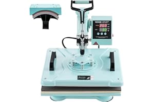 VEVOR 2 en 1 Máquina de Prensado por Calor con Prensa para gorras, 300 x 380 mm, Máquina de Prensa Térmico con Giro de 360° con Control Digital Preciso para Camiseta, Taza, Sombrero y Plato, Verde