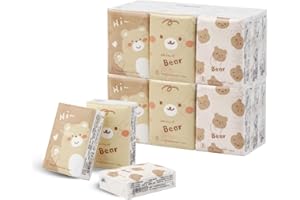 TERDEY Pocket Travel Size Facial Tissue Bulk - Pattern Packs, Small Individual Mini Cute Disposable Handkerchief for Outing, Wedding Party Favors - 3 Ply, 8 Sheets (27 Pack) (Bear)