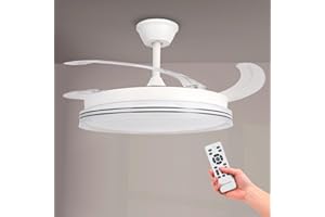 M mimotec - Ventilador de Techo Led White Decor, Temperatura de color regulable, Función Verano/Invierno, 6 velocidades, LM8853