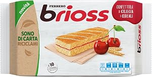 Ferrero Brioss Ciliegia - 10 Merendine di Pan di Spagna ai Cereali con Confettura alla Ciliegia