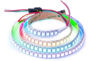 BTF-LIGHTING WS2812E Fili in lega ECO RGB 5050SMD Indirizzabile individualmente 1m 144 Pixel PCB bianco flessibile Full Color LED Pixel Strip Dream Color IP30 Non impermeabile Progetti fai-da-te DC5V