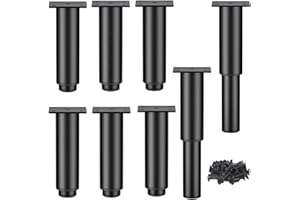 WEERSTONE Regulowane nóżki meblowe, nogi meblowe ze stali nierdzewnej, metalowe nogi biurka, do mebli, DIY, wymienne nogi ze śrubami, do sofy, krzesła, 4, czarne (12–18 cm)