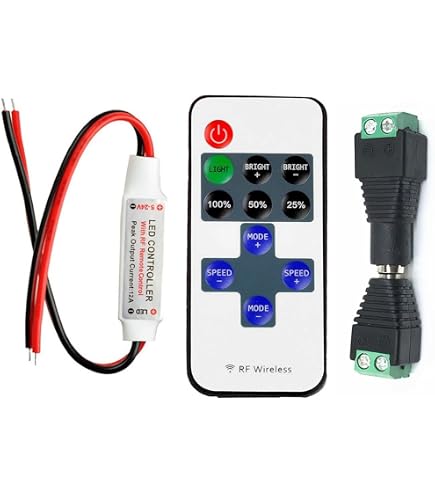 Dimmer PWM 12V-24V 3A Per Strisce LED COB E SMD - Controller Rotativo Con Jack DC 5.5x2.1mm, Nero (2 Pezzi) - 2
