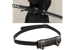 NAVESO Medievale Porta Spada Cintura,Katana Cinghia Cintura con Cintura da 110 cm, Porta Spada In Pelle Pu, Cosplay e Appassionati di Samurai, Per Festa Di Natale Cavaliere Guerriero Accessori, Nero