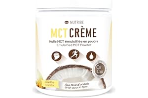 NUTRIBE Poudre MCT C8 C10 vanille (fibre d'acacia, nouveau goût) | Pour la cétose, régime cétogène, jeûne intermittent, 300 g