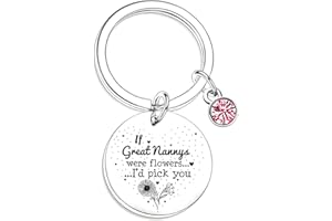 Nfyxcaz Grandma Keychain Grandma Gift If Great Nannys Were Flowers I'd Pick You Keyring Birthday Gift