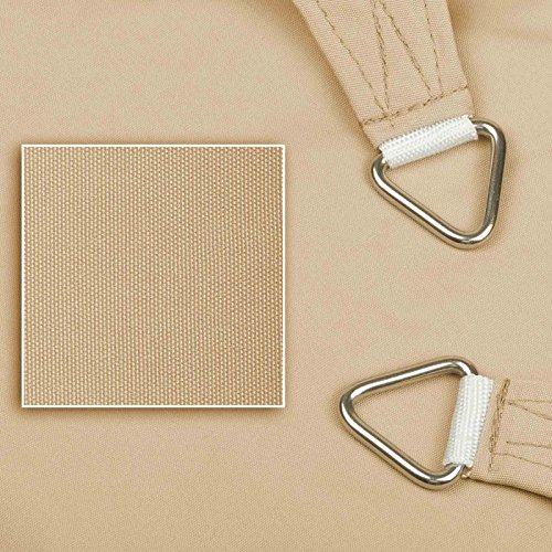 hanSe® Marken Sonnensegel 100% Polyester – wasserabweisend Dreieck 90° gleichsch. ca. 3,0×3,0x4,24 m Sand - 2