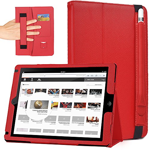iPad Pro 12.9 Hülle (2015 Modell), COCASES iPad Slim Smartshell Cover Case Schutzhülle Tasche mit Auto Schlaf / Wach Funktion und Apple Pencil Hülle in einem für Apple iPad Pro 12.9 Zoll mit Stifthalter (Rot)