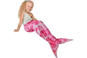FORIBYW Mermaid Tail Blanket Ultra-Soft Flannel Snuggle Blanket 50x145cm Fish Scale Sleeping Bag Comfortable Wearable Mermaid Blanket for Kids Adults Gift(red)