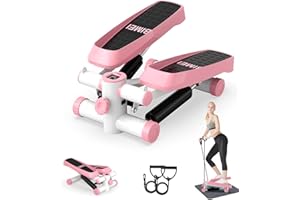 TIPTOP HOME Tohoyard Stepper für Übungen, Mini-Stepper mit LCD-Monitor, leiser Fitness-Stepper mit Widerstandsbändern, Fitnessstudio-Treppenstepper für Heimtraining, Bein-Arm-Ganzkörpertraining, Schwarz#2148