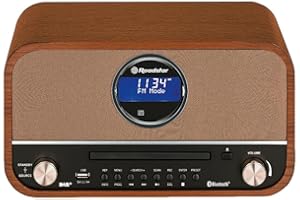 Roadstar HRA-1782NBT Stéréo Vintage, Radio Numérique FM, Lecteur CD-MP3/CDR/CDRW, Bluetooth, Enregistrement et Lecture USB, ENTRÉE AUX RCA, Télécommande, Connexion pour Casque, Rétro, Bois