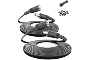 Itramax Cable Extensión 12V DC 3M/2Pack,Prolongador Alimentacion 5V 9V 24V DC 5.5 x 2.1 mm,Alargador Plano 5521,Cable DC Hembra a Macho para Cámara Seguridad Vigilancia CCTV,Cámara Red IP,LED,DVR