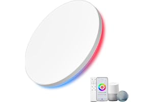 AmazeFun LED Deckenlampe 48W - Deckenlampe Dimmbar & RGBIC Nachtlicht - Smart Deckenleuchte mit Fernbedienung - Alexa/Google kompatibel, 4500lm, für Wohnzimmer, Schlafzimmer, Küche (48W-37CM)