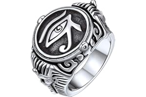 FaithHeart Bague Oeil d'horus Homme Personnalisable Chevalière Acier Inoxydable Taille 54-72 Bijoux Motard Biker Gothique Cadeau pour Ado Garçons
