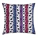 Produktbild Striped Decor Throw Pillow Cushion Cover, Poppy Flower Ornament Design Romantic Petals Foliage Fairy Blossoms , Decorative Square Accent Pillow Case, 18 X18 Inches, Fuchsia Violet Blue