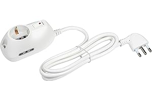 BTICINO Ciabatta Multipresa Elettrica Slot 3 Posti, 1 Polivalenti Schuko 10/16A + 2 Bivalenti 10/16A, Ciabatta Elettrica con Interruttore e Cavo 1,5m Spina 10A, Robusta Salvaspazio Flessibile, Bianco
