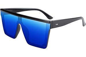FEISEDY Gafas de Sol Hombre Cuadradas de Lente Siamés de Moda UV400 Gafas de Sol Grandes con Tapa Plana para Hombre y Mujer B2470
