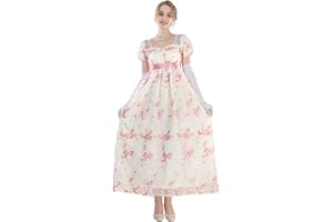 CR ROLECOS Vestido para mujer, vestido victoriano, vestido medieval de cintura alta, cintura alta, retro, con 2 bandas