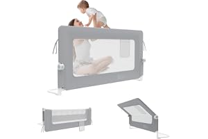 UISEBRT Sänggaller, 200 cm, sängskydd, vikbart för småbarn, fallskydd, justerbar höjd för barnsäng, ventilerande spjälsäng med förvaringsväska, babygaller