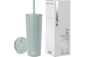 Simple Modern Izolowany kubek z pokrywką i słomką, kubek do kawy mrożonej wielokrotnego użytku, ze stali nierdzewnej, kubek podróżny, prezenty dla kobiet, mężczyzn, dla niej, dla niego, kolekcja