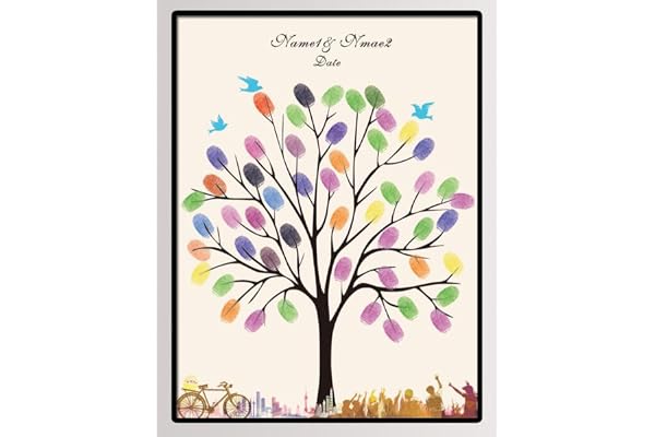 NOVAGO Tableau Toile(sans cadre) à empreintes pour les invités pour les événements mariage,anniversaire,baptême, communion (30x40 cm, Arbre)