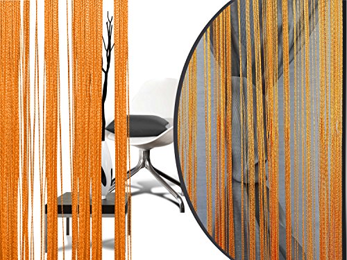 Filigraner Fadenvorhang – Wohndekoration in modernem Design – eleganter Store in 4 verschiedenen Unifarben – mit einer Stoffbreite von ca. 90 cm und einer Stoffhöhe von 220 cm, terra - 3