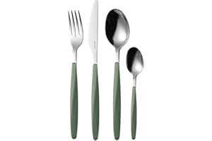 Guzzini My Fusion Set 24 Posate, 16.8 x 7.5 x 25.5 cm, Verde (Olive Green)