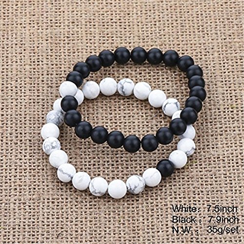 GARYOB Paar Armband Entfernung Pärchen-Armbänder Schwarz und Weiß ein Paar Partner Howlite 8mm Beads - 6