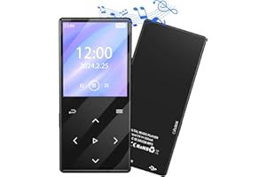 Gueray Odtwarzacz MP3 64 GB z Bluetooth 5.0 przenośny cyfrowy odtwarzacz muzyczny z dźwiękiem HiFi, wbudowany głośnik, obsługa radia FM, dyktafon, karta TF