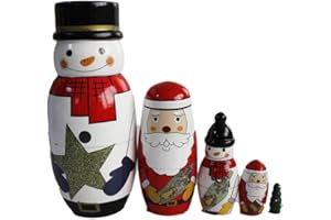 OOSTIFUN FunnyGoo Colourful Handmade Wooden Christmas Nesting Dolls Russian Doll Kits Xmas Christmas Decoration (Santa Claus & Snowman)