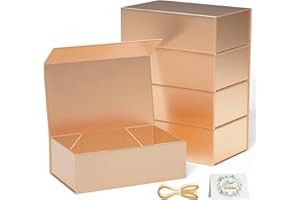 EASCITY Confezione da 5 scatole regalo, 24 x 15 x 7,6 cm, scatole regalo con coperchio, chiusura magnetica, rettangolari, pieghevoli, per proposte di sposo, matrimoni, Natale, Halloween, regali di compleanno